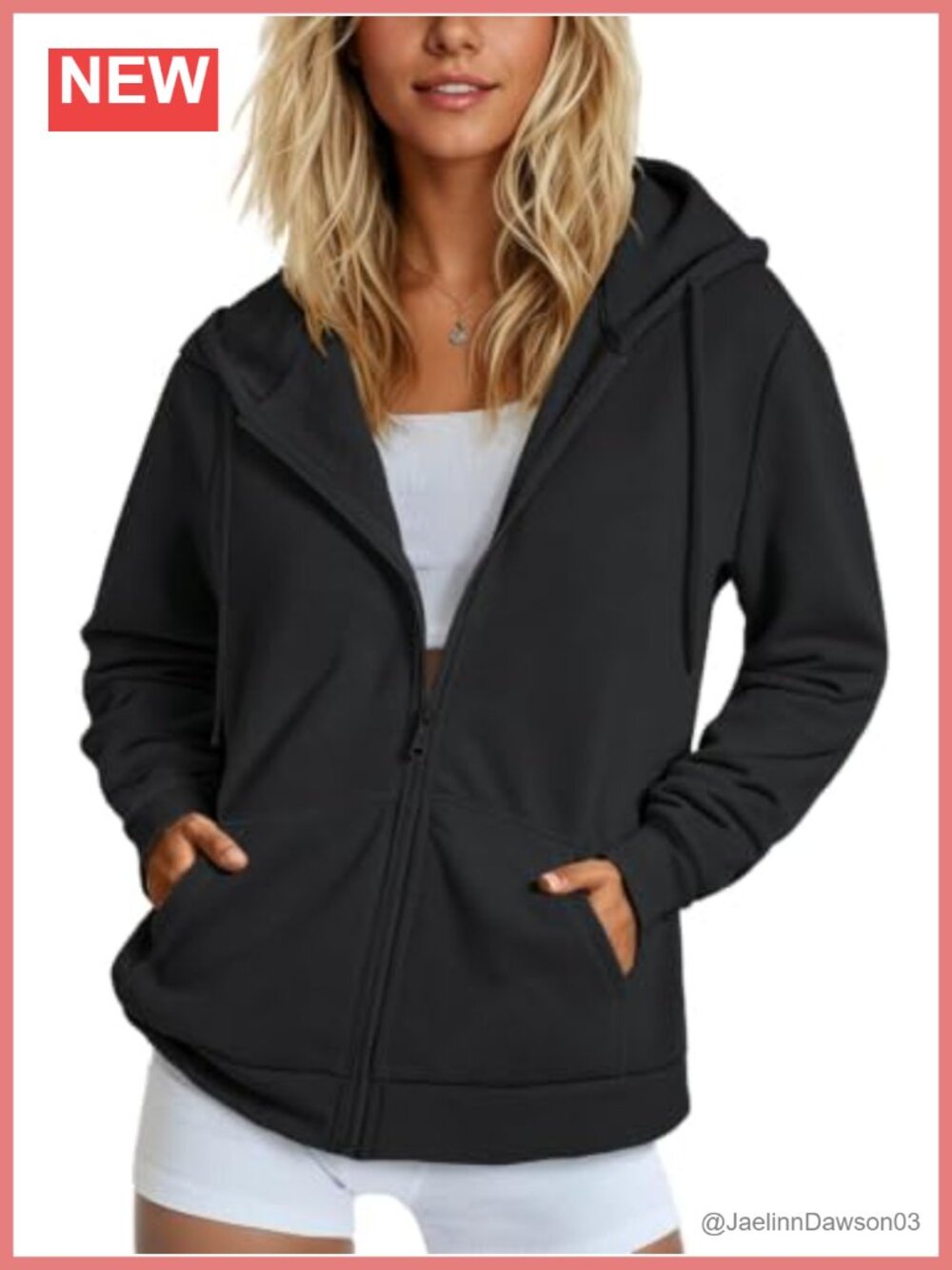 Womens Zip Up Hoodie Fleece Lined Long Sleeve Kangaroo Pocket Sweatshirt